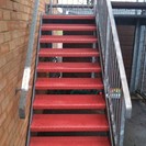 Fire escape, after anti-slip treatment.